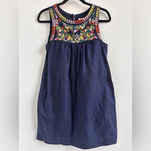 J. Crew Floral Embroidered Linen/Cotton Dress with Pockets Women’s Size 2, Blue